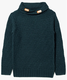 pull garcon en maille fantaisie avec col chale bleu pulls7966401_1