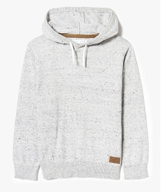 GEMO Pull garçon en maille chinée avec capuche Gris
