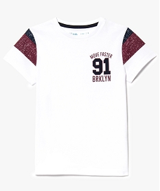 GEMO Tee-shirt à manches courtes avec inscription poitrine blanc standard