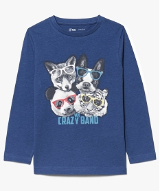 GEMO Tee-shirt manches longues grand imprimé fantaisie bleu standard