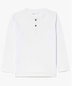 GEMO Tee-shirt chiné à manches longues et col tunisien blanc standard