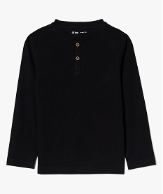GEMO Tee-shirt chiné à manches longues et col tunisien noir standard