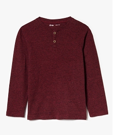 GEMO Tee-shirt chiné à manches longues et col tunisien rouge standard