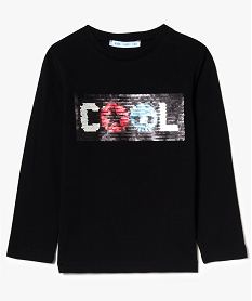 GEMO Tee-shirt manches longues imprimé avec sequins magiques noir standard