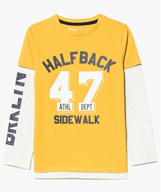GEMO Tee-shirt 2-en-1 imprimé football américain Jaune