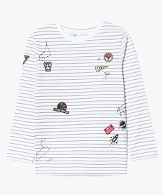 GEMO Tee-shirt à manches longues avec motifs blanc vif