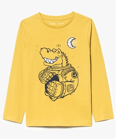 GEMO Tee-shirt à manches longues avec motifs dinosaure Jaune