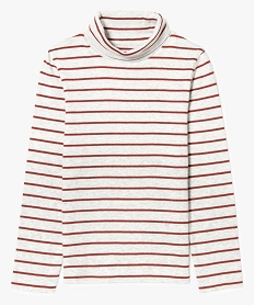 GEMO Tee-shirt garçon rayé à col roulé en coton bio Rouge