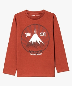 GEMO Tee-shirt garçon à manches longues avec grand imprimé devant rouge standard
