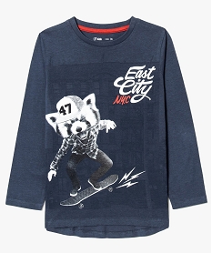 GEMO Tee-shirt imprimé fantaisie dos long bleu standard