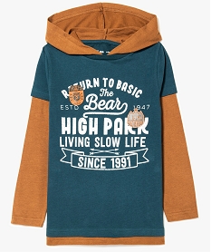 GEMO Tee-shirt garçon à capuche effet 2-en-1 kaki chine
