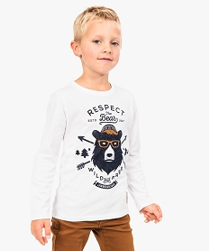 GEMO Tee-shirt à manches longues avec motif ours sur lavant Rose