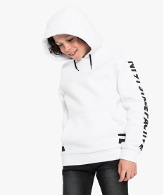 GEMO Sweat-shirt à capuche avec inscription sur les bras Blanc