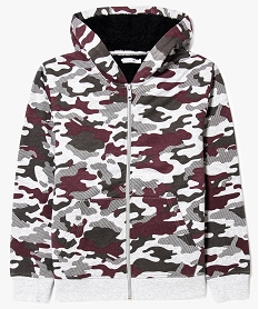 GEMO Sweat zippé imprimé camouflage avec doublure sherpa Gris