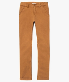 GEMO Pantalon garçon chino slim stretch à revers Beige