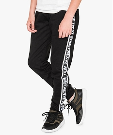 GEMO Pantalon de jogging en molleton avec bandes latérales imprimées Noir