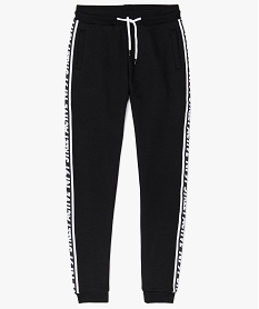 pantalon de jogging en molleton avec bandes laterales imprimees noir7978701_2