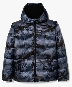 doudoune epaisse imprimee camo avec doublure polaire bleu blousons et vestes7979401_1