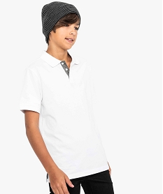 GEMO Polo garçon à manches courtes et détail contrastant blanc standard