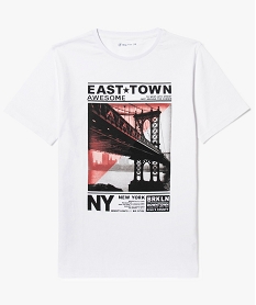 GEMO Tee-shirt à manches courtes avec motif urbain Blanc