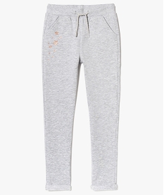 GEMO Jogger molletonné à revers et motifs pailletés Gris