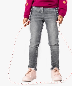 GEMO Jean skinny à taille haute à empiècements volantés Gris