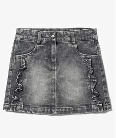 jupe en denim stretch a empiecements volants gris7988701_1