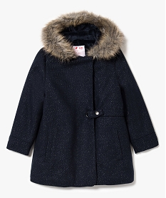 GEMO Manteau croisé avec fils métallisés et capuche Bleu