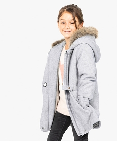 manteau croise avec fils metallises et capuche gris7990501_1