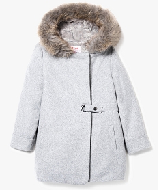 manteau croise avec fils metallises et capuche gris blousons et vestes7990501_2