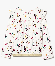 blouse a motifs avec plastron volante et bas elastique multicolore7991301_3
