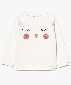 GEMO Sweat bi-matières avec motif animal sur le devant Beige