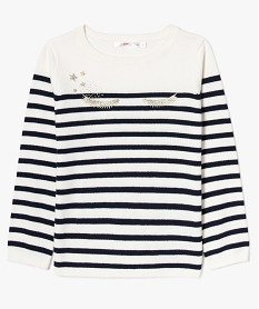 GEMO Pull fin rayé à cils pailletés Beige