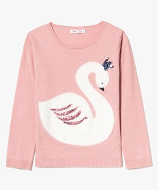 GEMO Pull fin à motif duveteux et sequins Rose