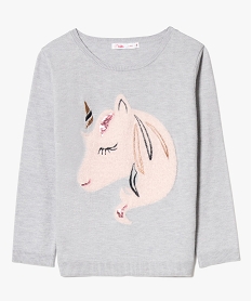 GEMO Pull fin à motif duveteux et sequins Gris