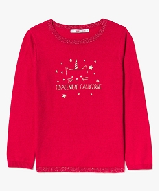 GEMO Pull fin à impression glitter Rose