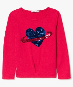 GEMO Pull fin avec motifs coeur en sequins Rose