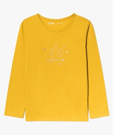 GEMO Tee-shirt basique à imprimé métallisé Jaune