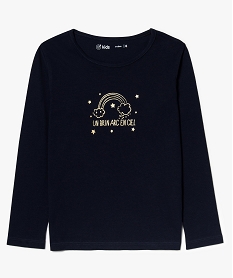 GEMO Tee-shirt basique à imprimé métallisé Bleu