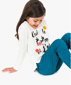 GEMO Tee-shirt manches longues à grands motifs en relief Beige