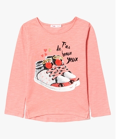 GEMO Tee-shirt manches longues à grands motifs en relief Rose