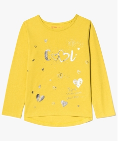 GEMO Tee-shirt asymétrique imprimé à manches longues Jaune