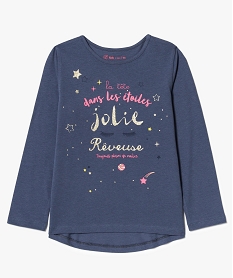 GEMO Tee-shirt manches longues à imprimé glitter bleu standard