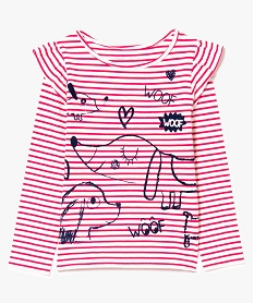 GEMO Tee-shirt imprimé velours avec volants aux épaules Imprimé