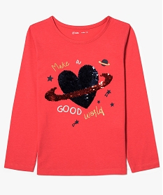 GEMO Tee-shirt manches longues avec paillettes et sequins magiques Rouge