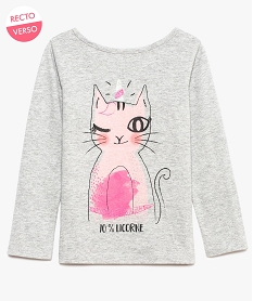 GEMO Tee-shirt réversible imprimé des deux côtés Gris