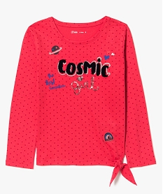 GEMO Tee-shirt manches longues noué à pois Rouge