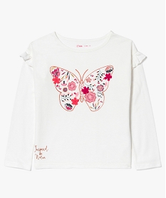 GEMO Tee-shirt à manches longues volantées et paillettes Beige
