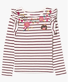 GEMO Marinière rayée à manches longues avec motifs fleuris Imprimé