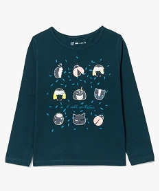 GEMO Tee-shirt à manches longues fille au design pailleté Vert